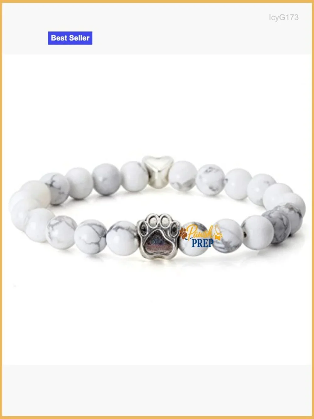 4pc Stretch Bracelet Set with Healing Crystals and Paw Charm